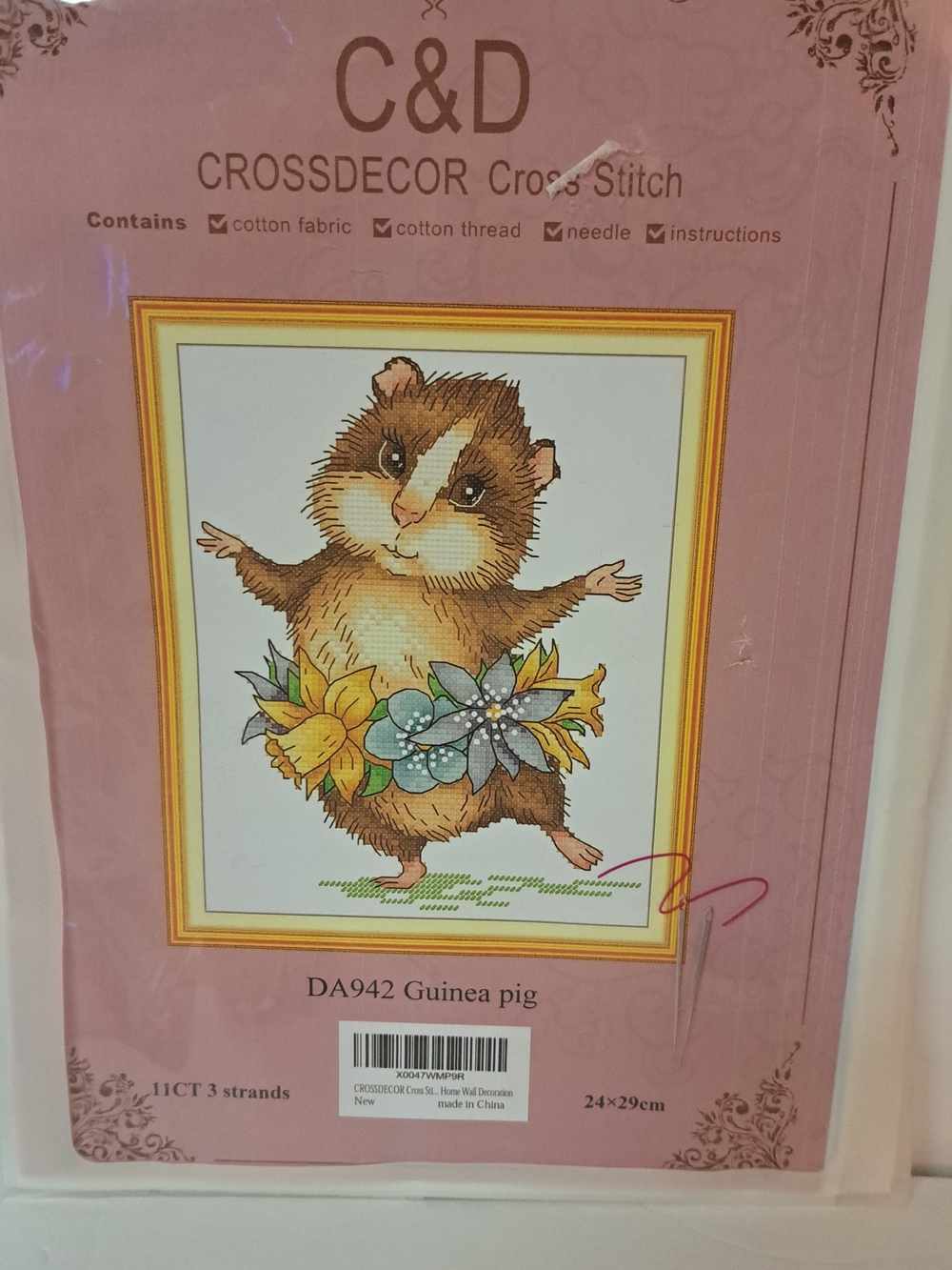 Crossdecor Pink Guinea Pig Cross Stitch Kit